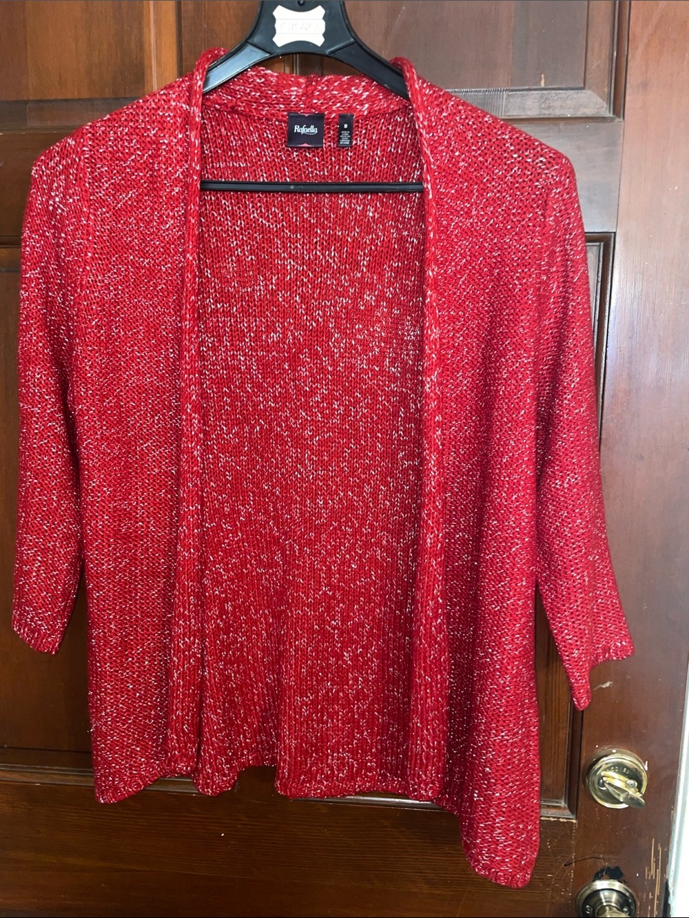 Rafaella Red Marled Open-Front Cardigan